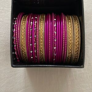 Set of Magenta and Gold Bangles